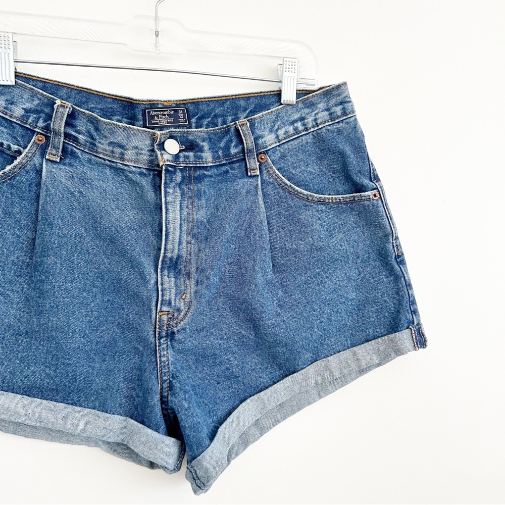 Abercrombie & Fitch Annie High Rise Cuffed Pleated Denim Jean Shorts Size 31 - Picture 4 of 7